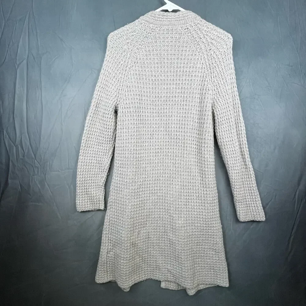 Madewell Knit Cardigan Sweater Wool-Blend Long Oversized Beige Pockets Womans XS